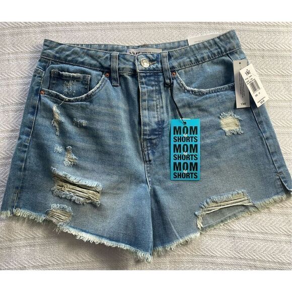 YMI Juniors  SIZE 7/28 Distressed High Waisted Mom Shorts - Picture 2 of 11
